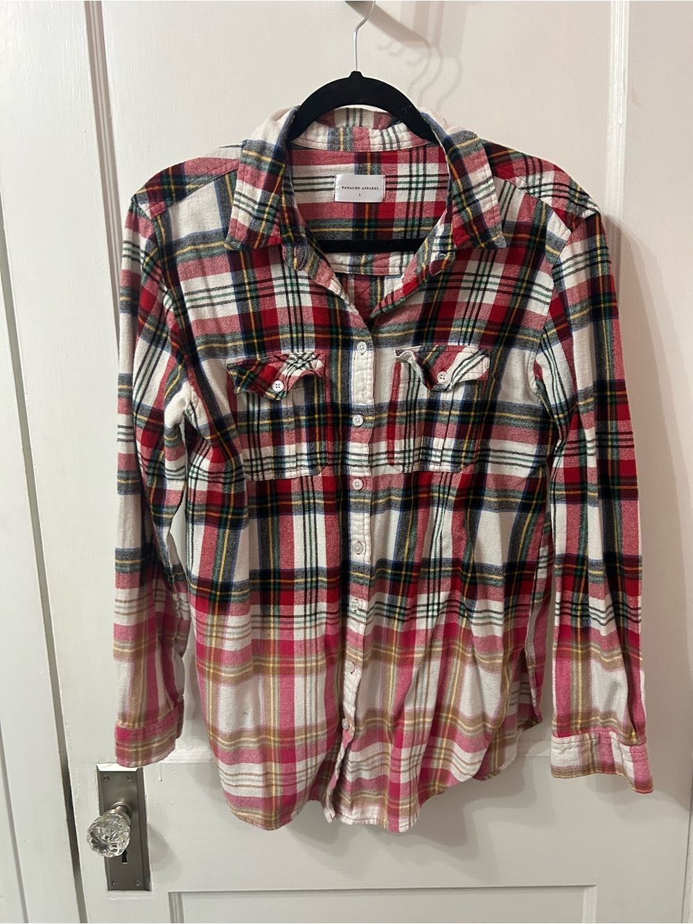 Panache Plaid Button-Down Shirt in Red, White, Green, Yellow